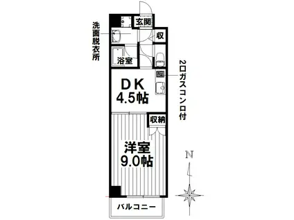 ロジェ桜本町(1DK/6階)の間取り写真