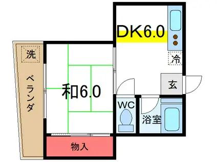 シャトー474(1DK/4階)の間取り写真