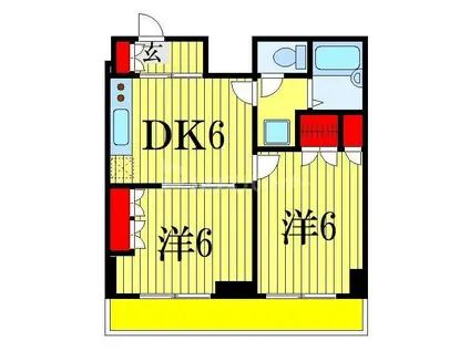 ベイステート安間(2DK/11階)の間取り写真
