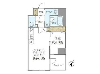 パインステージ白金高輪(1LDK/4階)の間取り写真