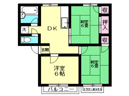 西富田パークハイツA(3DK/2階)の間取り写真