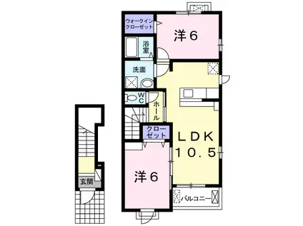 サニーユニゾン C(2LDK/2階)の間取り写真