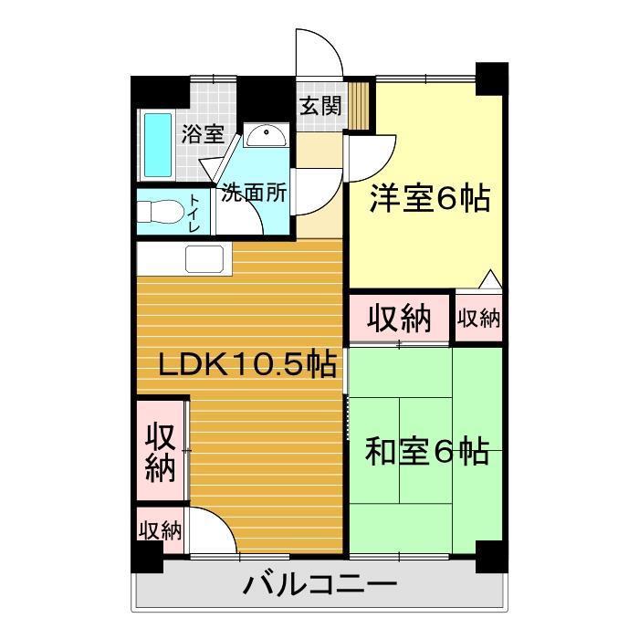 ガーデンコート井堀(2LDK/5階)の間取り写真