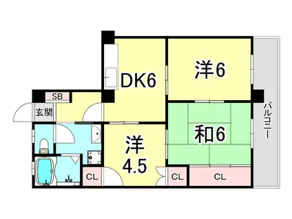 星陵台マンション(3DK/3階)の間取り写真