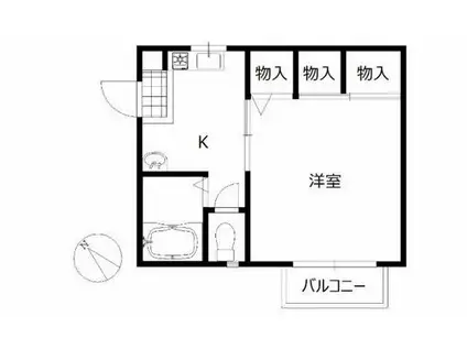 KT-フラット(1K/2階)の間取り写真