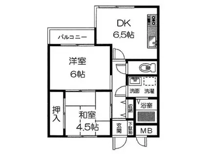 山手ハイツ(2DK/2階)の間取り写真