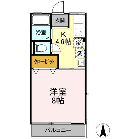 ソレイユあさか(1K/2階)の間取り写真