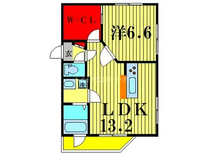 ウエスト 7(1LDK/5階)の間取り写真