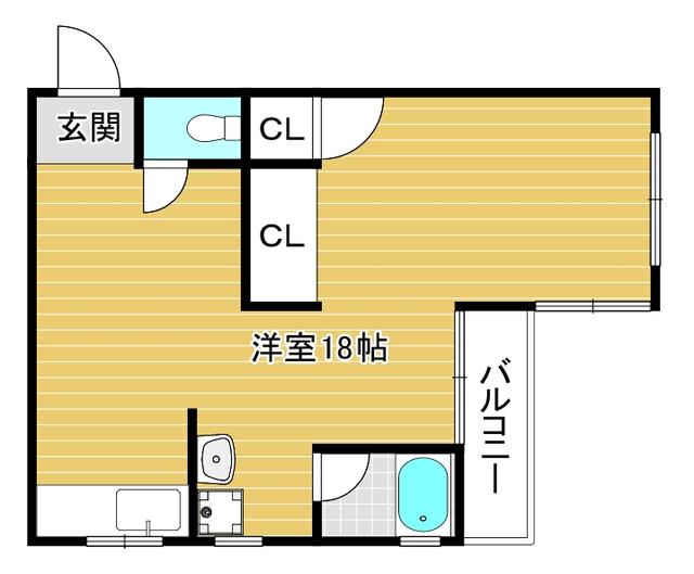 名神コーポ(ワンルーム/2階)の間取り写真