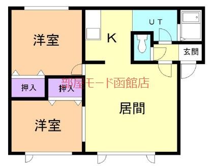 ハウスコンフォートB(2LDK/1階)の間取り写真