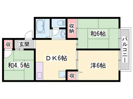 粟津前田ハイツ(3DK/2階)の間取り写真