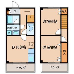メゾン・サンヒルズA・B・C(2DK/1階)の間取り写真