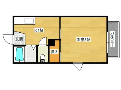 クレアトール高屋D棟(1K/1階)の間取り写真