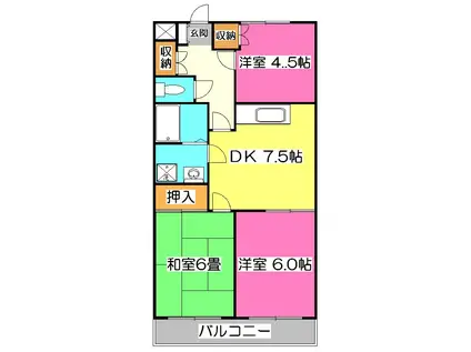 ルネッサンス小手指3号館(3DK/2階)の間取り写真