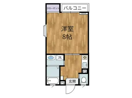 カサローゼ東出雲(1K/1階)の間取り写真