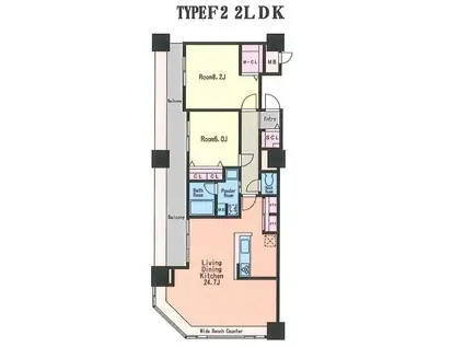 KDXレジデンス大濠ハーバービュータワー(2LDK/20階)の間取り写真