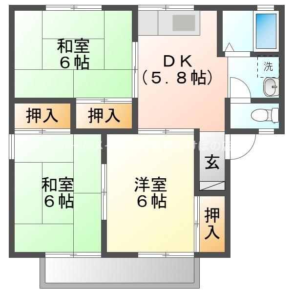セジュール平川B(3DK/1階)の間取り写真