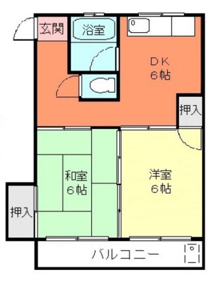 富士マンション(2DK/2階)の間取り写真