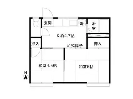 パレス八王子(2K/1階)の間取り写真