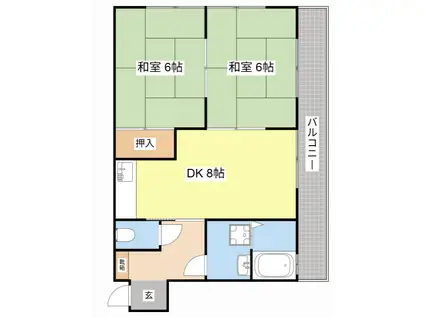 メゾンエイコー南川瀬III(2DK/2階)の間取り写真