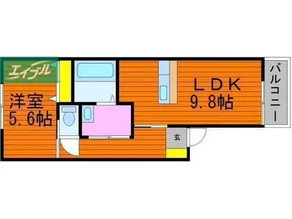 アルヴィータII(1LDK/2階)の間取り写真