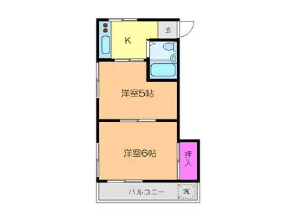 サンビレイ6(2K/2階)の間取り写真