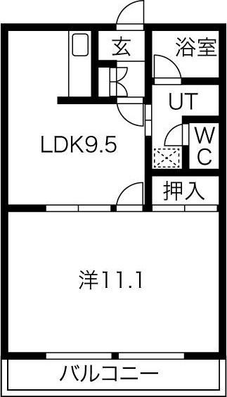 ロイヤルシティー小針(1LDK/1階)の間取り写真