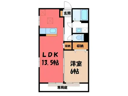 ヴィラージュ・ガーデン B(1LDK/1階)の間取り写真