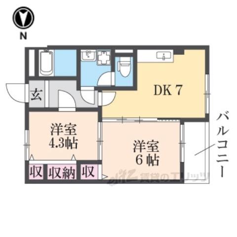 メゾン浮孔(2DK/2階)の間取り写真
