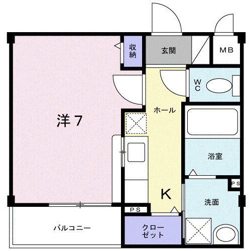 グランツ築地(1K/2階)の間取り写真