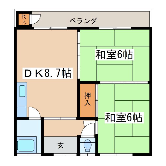 マルカマンション(2DK/2階)の間取り写真