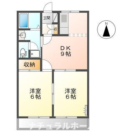 ヒルトップ内張(2DK/2階)の間取り写真