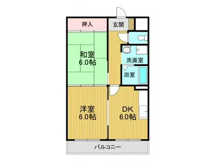 シャトレSI原寺(2DK/4階)の間取り写真