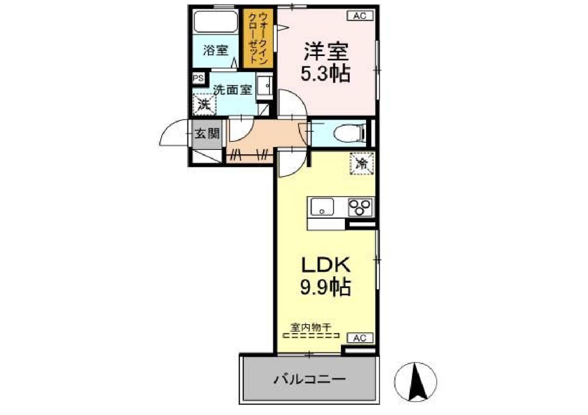 セレスティア桜木(1LDK/1階)の間取り写真