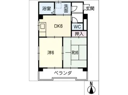サンセット88(2DK/2階)の間取り写真