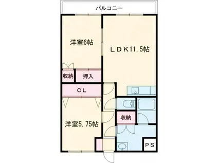 ジュエルタウン湯川III(2LDK/3階)の間取り写真