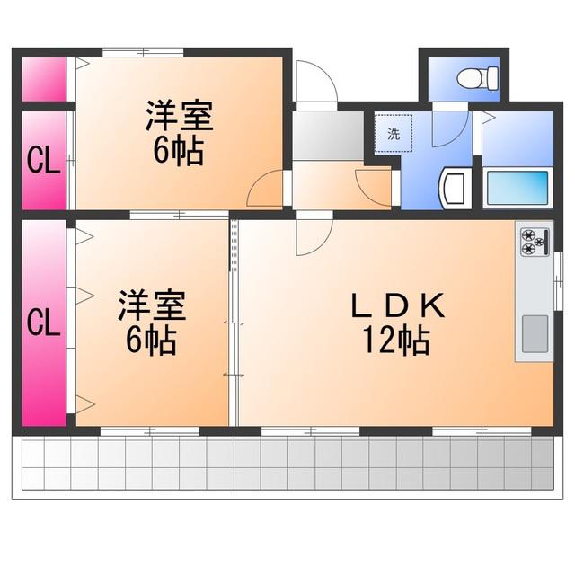 ヴェルドミール府中(2LDK/2階)の間取り写真