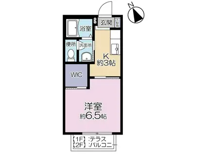 ヴェルドミールB(1K/1階)の間取り写真