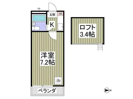 ルピナス(1K/2階)の間取り写真
