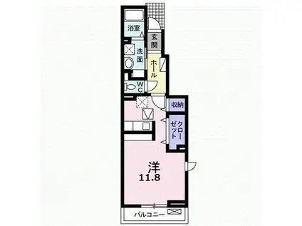 プリムローズA(ワンルーム/1階)の間取り写真