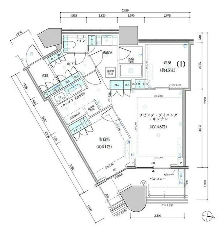 パークタワー勝どきサウス 14階階 間取り
