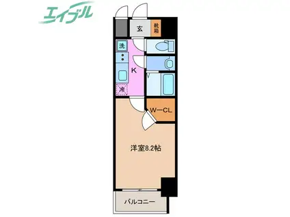 S-RESIDENCE四日市市堀木AMANTE(1K/6階)の間取り写真