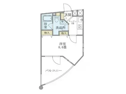 ユンヌフィーユ(1K/2階)の間取り写真