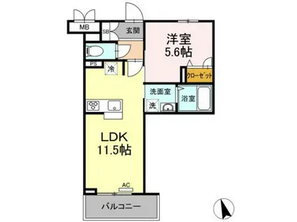 メセナ寺家(1LDK/1階)の間取り写真