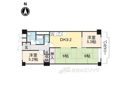 藤和奈良ハイタウン1号棟(4LDK/11階)の間取り写真