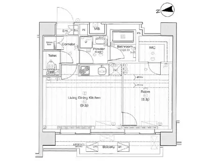 プレミアムキューブ大森DEUX(1LDK/7階)の間取り写真