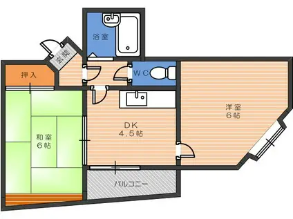 ビーバーハイツ針中野(2DK/3階)の間取り写真