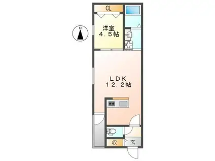 DEVELD千原(1LDK/1階)の間取り写真