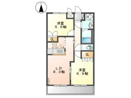 コンフォースMIYA(2LDK/1階)の間取り写真