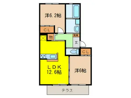 アンカーイルミナーレ2号館(2LDK/1階)の間取り写真